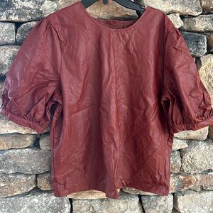 Who What Wear mahogany leather shirt, button down back L